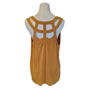 Market & Spruce Grecian Cut Out Backless Mustard Yellow Tank Top Size Large